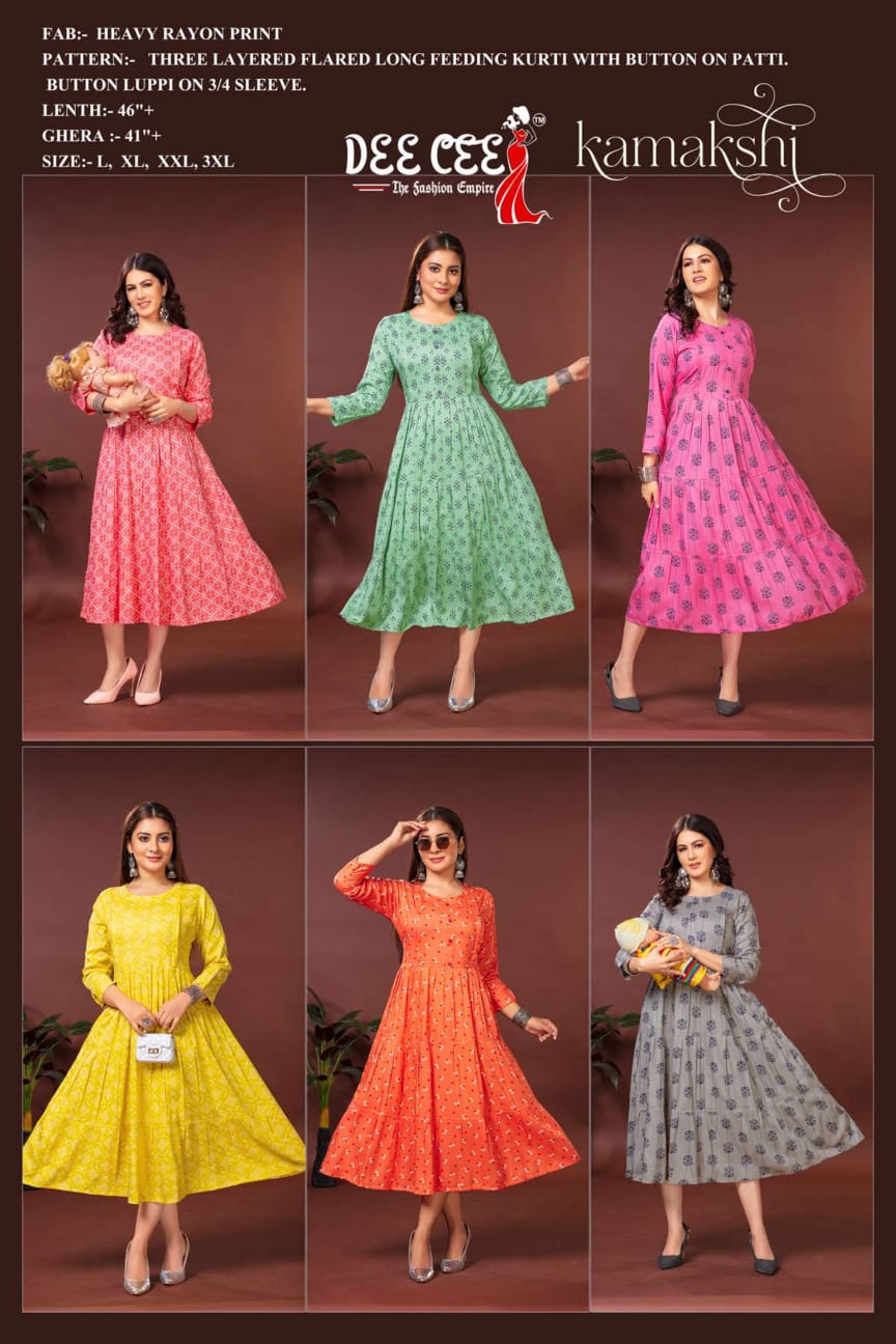 Kamakshi By Deecee Rayon Printed Feeding Kurtis Catalog 